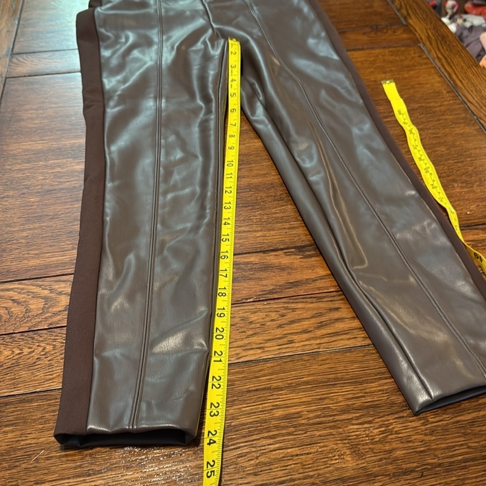 Talbots Chocolate Faux Leather Portland Pant Trousers - Picture 6 of 7